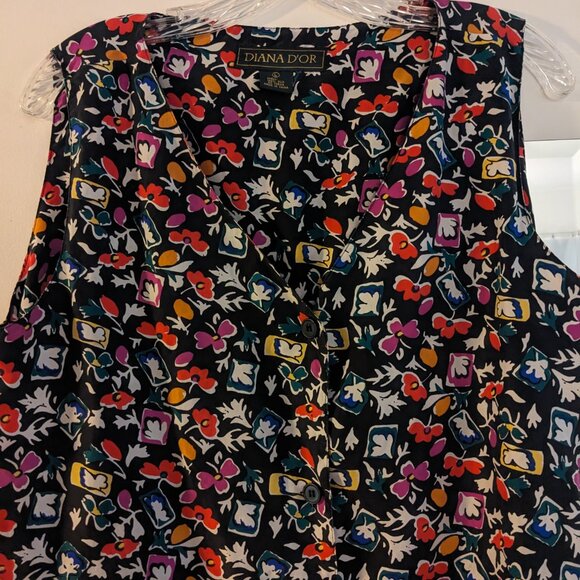 Vintage Diana D'Or 100% silk sleeveless top - Picture 2 of 10